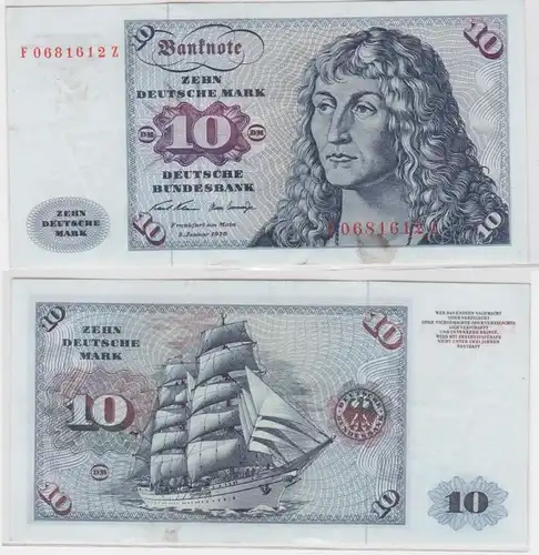 T146124 Banknote 10 DM Deutsche Mark Ro. 270a Schein 2.Jan. 1970 KN F 0681612 Z