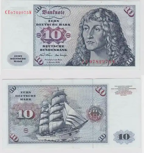 T146122 Banknote 10 DM Deutsche Mark Ro. 270b Schein 2.Jan. 1970 KN CE 0782975 W
