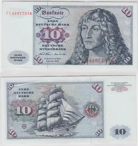 T146118 Banknote 10 DM Deutsche Mark Ro. 270a Schein 2.Jan. 1970 KN CC 4407785 K