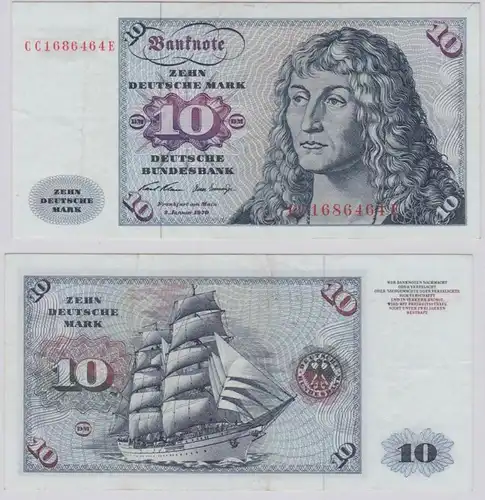 T146112 Banknote 10 DM Deutsche Mark Ro. 270a Schein 2.Jan. 1970 KN CC 1686464 E