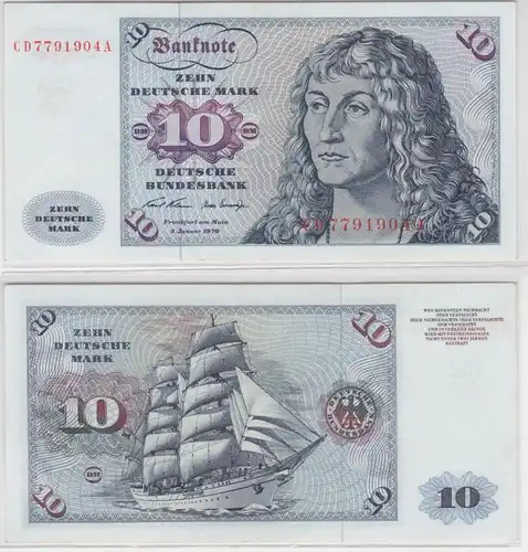 T146108 Banknote 10 DM Deutsche Mark Ro. 270a Schein 2.Jan. 1970 KN CD 7791904 A