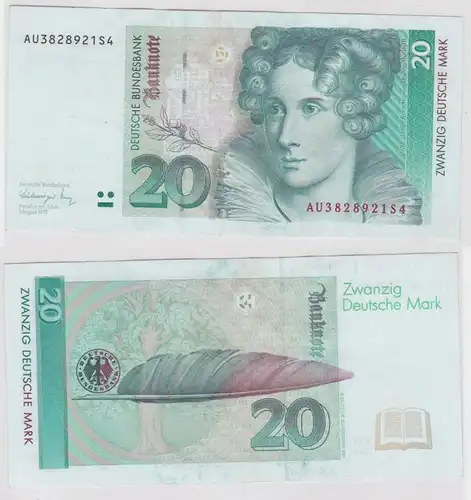 T146106 Banknote 20 DM Deutsche Mark Ro. 298a Schein 1.Aug. 1991 KN AU 3828921S4