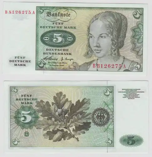 T146095 Banknote 5 DM Deutsche Mark Ro. 262e Schein 2.Jan. 1960 KN B 8126275 A