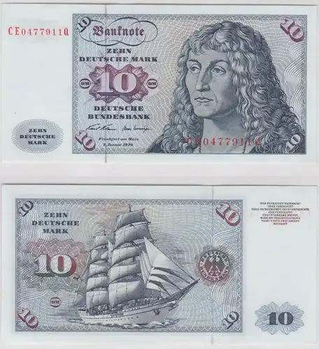 T146090 Banknote 10 DM Deutsche Mark Ro. 270b Schein 2.Jan. 1970 KN CE 0477911 Q