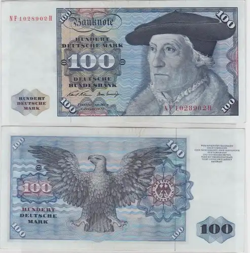 T146077 Banknote 100 DM Deutsche Mark Ro. 273b Schein 2.Jan 1970 KN NF  H