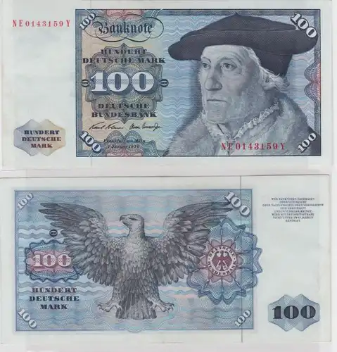 T146076 Banknote 100 DM Deutsche Mark Ro. 273b Schein 2.Jan 1970 KN NE 0143159 Y