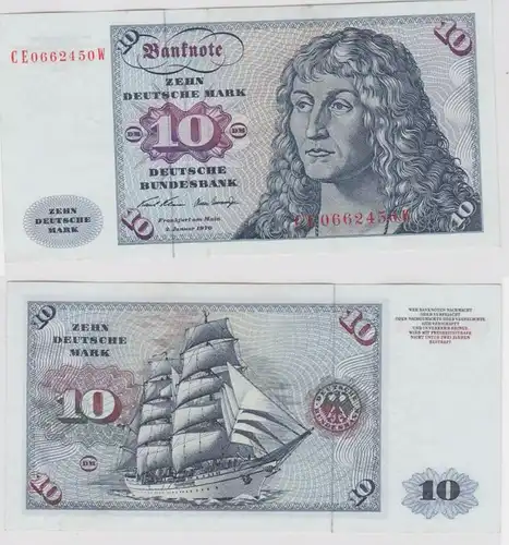 T146052 Billet 10 DM Mark allemand Ro. 270b Blau 2.jan. 1970 NC CE 0662450 W