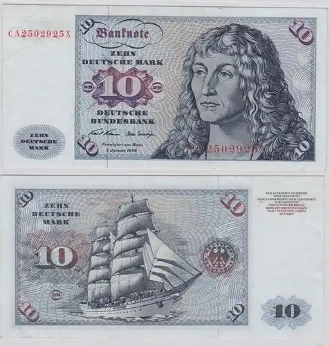 T146046 Banknote 10 DM Deutsche Mark Ro. 270a Schein 2.Jan. 1970 KN CA 2502925 X
