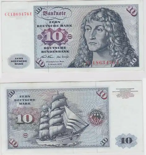 T146042 Banknote 10 DM Deutsche Mark Ro. 270a Schein 2.Jan. 1970 KN CC 1863476 E