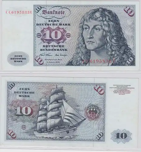 T146021 Banknote 10 DM Deutsche Mark Ro. 270a Schein 2.Jan. 1970 KN CC 6195833 U