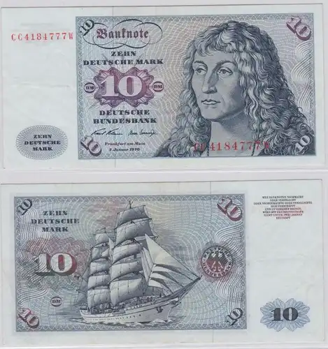 T146018 Banknote 10 DM Deutsche Mark Ro. 270a Schein 2.Jan. 1970 KN CC 4184777 W