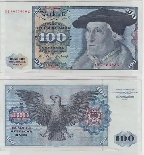 T146017 Banknote 100 DM Deutsche Mark Ro. 273b Schein 2.Jan 1970 KN NE 7655536 Z