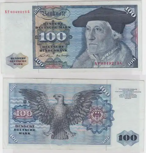 T146010 Banknote 100 DM Deutsche Mark Ro. 273b Schein 2.Jan 1970 KN NF 0349213 G