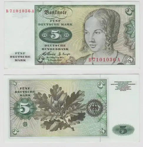 T146007 Banknote 5 DM Deutsche Mark Ro. 262e Schein 2.Jan. 1960 KN B 7101036 A