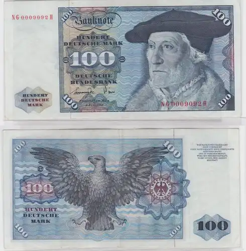 T146005 Banknote 100 DM Deutsche Mark Ro 278a Schein 1.Juni 1977 KN NG 0009092 H