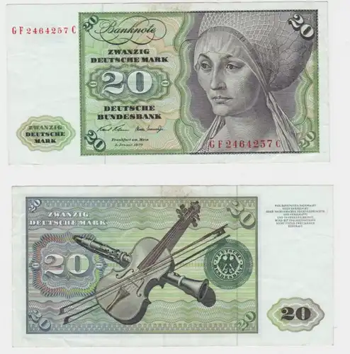 T145880 Banknote 20 DM Deutsche Mark Ro. 271b Schein 2.Jan. 1970 KN GF 2464257 C