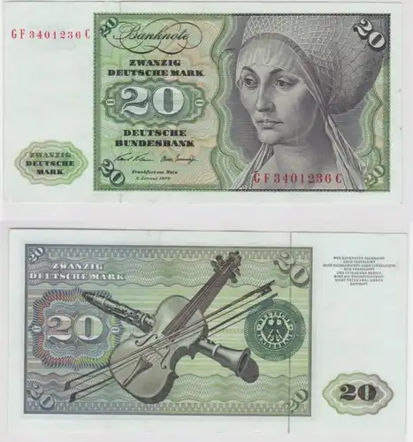 T145875 Banknote 20 DM Deutsche Mark Ro. 271b Schein 2.Jan. 1970 KN GF 3401236 C