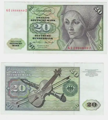 T145873 Banknote 20 DM Deutsche Mark Ro. 271b Schein 2.Jan. 1970 KN GE 2898689 Z