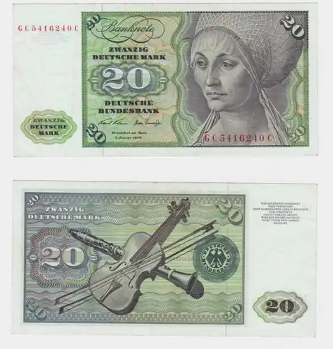 T145869 Banknote 20 DM Deutsche Mark Ro. 271a Schein 2.Jan. 1970 KN GC 5416240 C