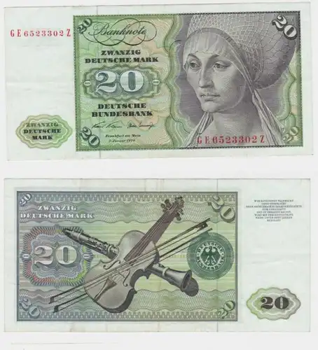 T145868 Banknote 20 DM Deutsche Mark Ro. 271b Schein 2.Jan. 1970 KN GE 6523302 Z