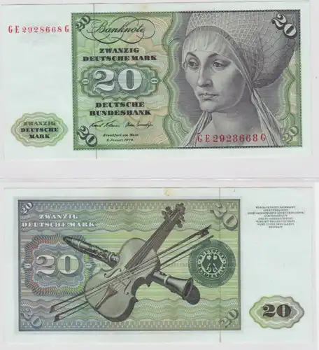 T145820 Banknote 20 DM Deutsche Mark Ro. 271b Schein 2.Jan. 1970 KN GE 2928668 G