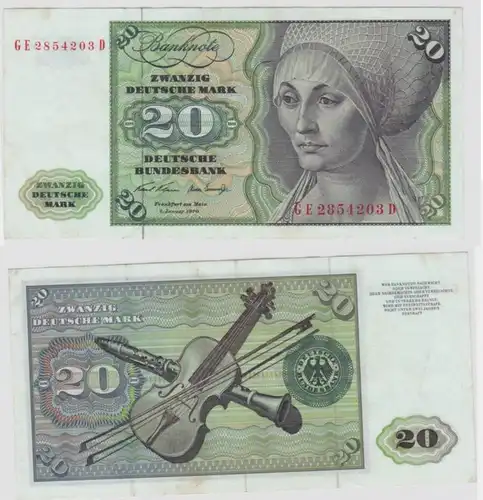 T145780 Banknote 20 DM Deutsche Mark Ro. 271b Schein 2.Jan. 1970 KN GE 2854203 D
