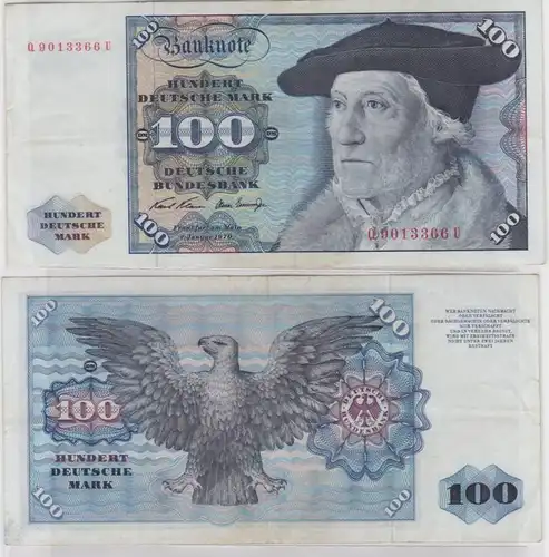 T145754 Banknote 100 DM Deutsche Mark Ro. 273a Schein 2.Jan. 1970 KN Q 9013366 U