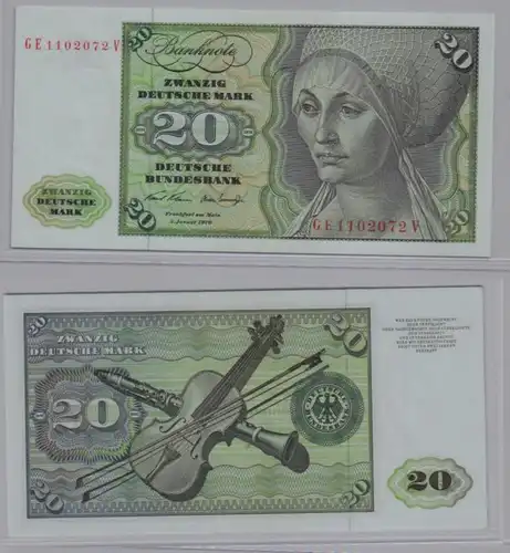 T145693 Banknote 20 DM Deutsche Mark Ro. 271b Schein 2.Jan. 1970 KN GE 1102072 V
