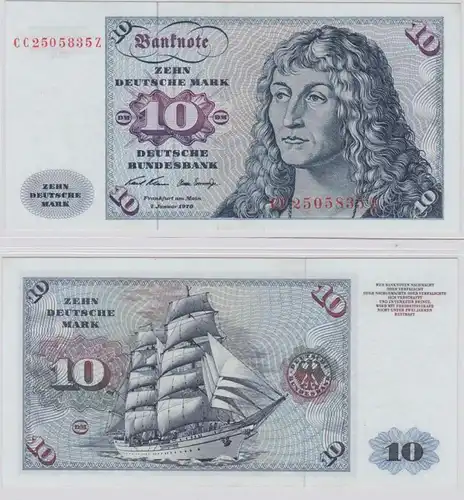 T145682 Banknote 10 DM Deutsche Mark Ro. 270a Schein 2.Jan. 1970 KN CC 2505835 Z