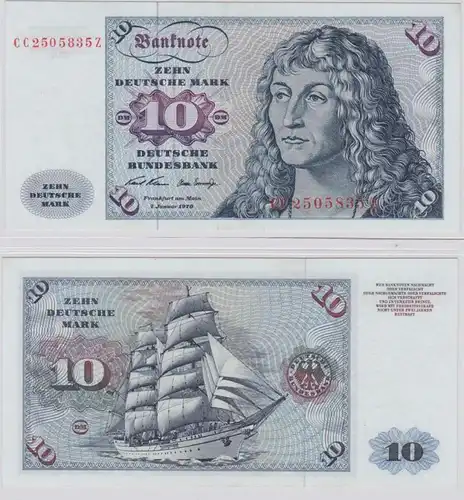 T145682 Banknote 10 DM Deutsche Mark Ro. 270a Schein 2.Jan. 1970 KN CC  Z