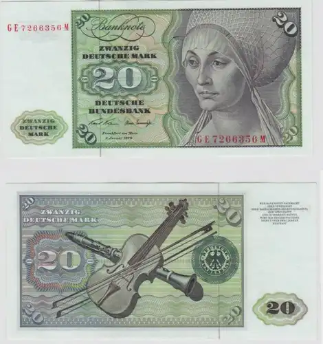 T145660 Banknote 20 DM Deutsche Mark Ro. 271b Schein 2.Jan. 1970 KN GE 7266356 M