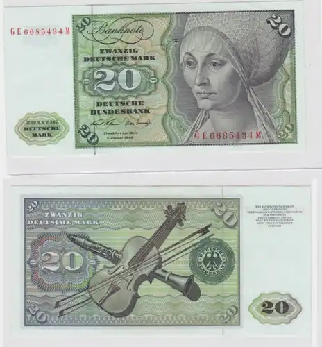 T145620 Banknote 20 DM Deutsche Mark Ro. 271b Schein 2.Jan. 1970 KN GE 6685434 M