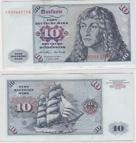 T145586 Banknote 10 DM Deutsche Mark Ro. 270a Schein 2.Jan. 1970 KN CB 9966179 R