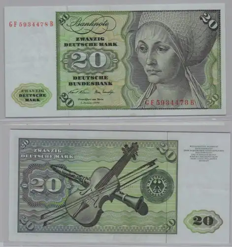 T145576 Banknote 20 DM Deutsche Mark Ro. 271b Schein 2.Jan. 1970 KN GF 5934478 B