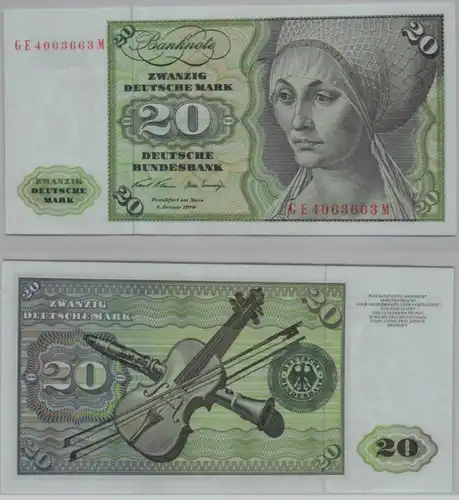 T145556 Banknote 20 DM Deutsche Mark Ro. 271b Schein 2.Jan. 1970 KN GE 4063663 M