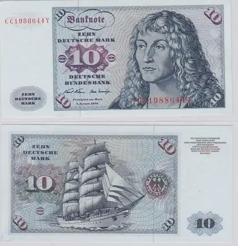 T145518 Banknote 10 DM Deutsche Mark Ro. 270a Schein 2.Jan. 1970 KN CC 1988644 Y