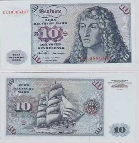 T145518 Banknote 10 DM Deutsche Mark Ro. 270a Schein 2.Jan. 1970 KN CC  Y