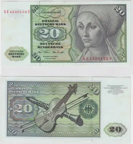 T145517 Banknote 20 DM Deutsche Mark Ro. 271b Schein 2.Jan. 1970 KN GE 4520132 V