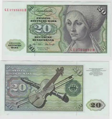 T145510 Banknote 20 DM Deutsche Mark Ro. 271b Schein 2.Jan. 1970 KN GE 2793632 H