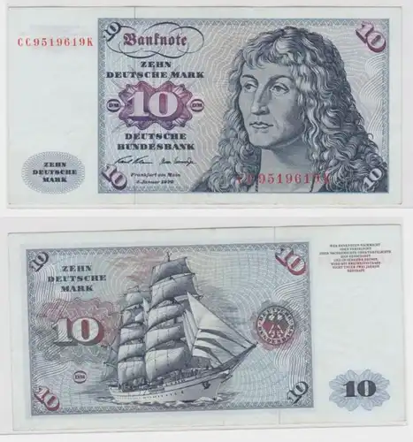 T145490 Banknote 10 DM Deutsche Mark Ro. 270a Schein 2.Jan. 1970 KN CC 9519619 K