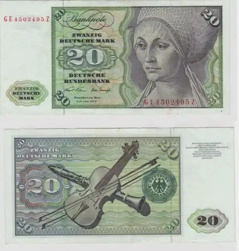 T145489 Banknote 20 DM Deutsche Mark Ro. 271b Schein 2.Jan. 1970 KN GE 4502495 Z
