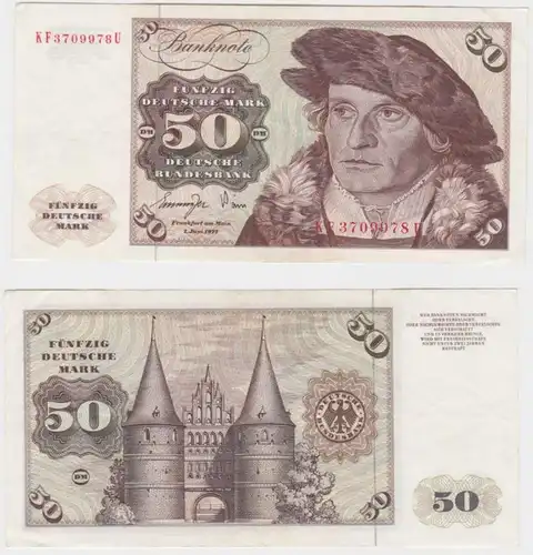 T145444 Banknote 50 DM Deutsche Mark Ro. 277a Schein 1.Juni 1977 KN KF 3709978 U