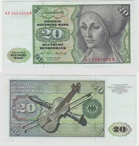 T145437 Banknote 20 DM Deutsche Mark Ro. 271b Schein 2.Jan. 1970 KN GF 3291678 B
