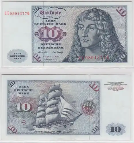 T145417 Banknote 10 DM Deutsche Mark Ro. 270b Schein 2.Jan. 1970 KN CE 0891377 Q