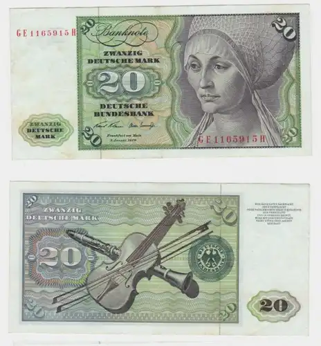 T145413 Banknote 20 DM Deutsche Mark Ro. 271b Schein 2.Jan. 1970 KN GE 1165915 H