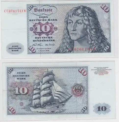 T145402 Banknote 10 DM Deutsche Mark Ro. 270a Schein 2.Jan. 1970 KN CC 0761781 W