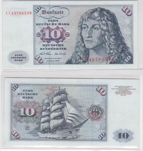 T145388 Banknote 10 DM Deutsche Mark Ro. 270a Schein 2.Jan. 1970 KN CC 4279654 W