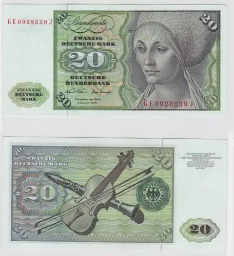 T145387 Banknote 20 DM Deutsche Mark Ro. 271b Schein 2.Jan. 1970 KN GE 0928239 J
