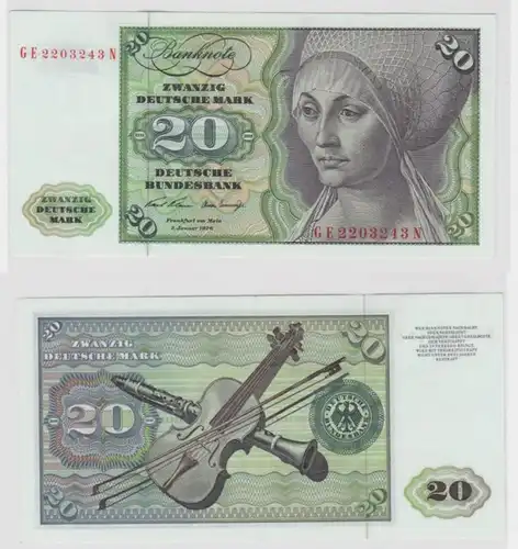T145378 Banknote 20 DM Deutsche Mark Ro. 271b Schein 2.Jan. 1970 KN GE 2203243 N