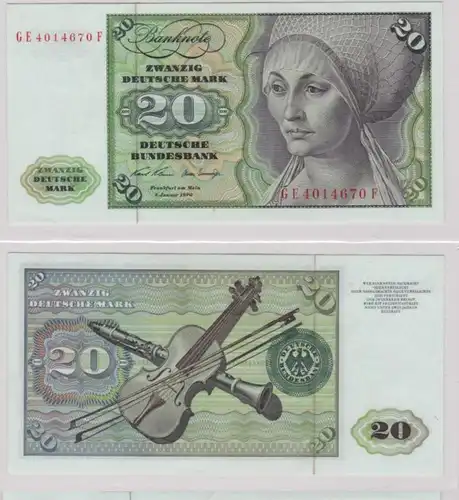 T145374 Banknote 20 DM Deutsche Mark Ro. 271b Schein 2.Jan. 1970 KN GE 4014670 F